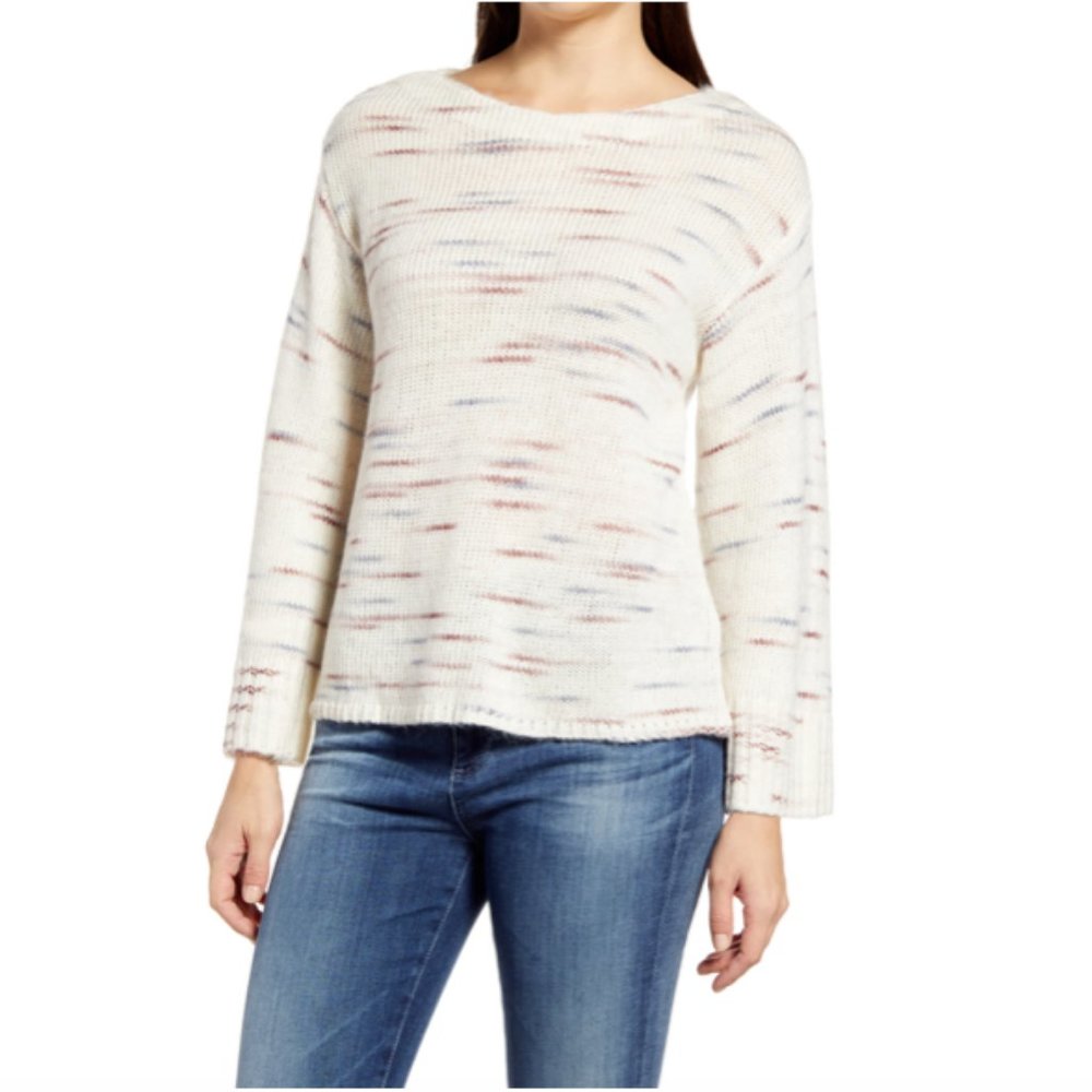 Wit & Wisdom Women's Ivory Multi Women's Space Dye Sweater